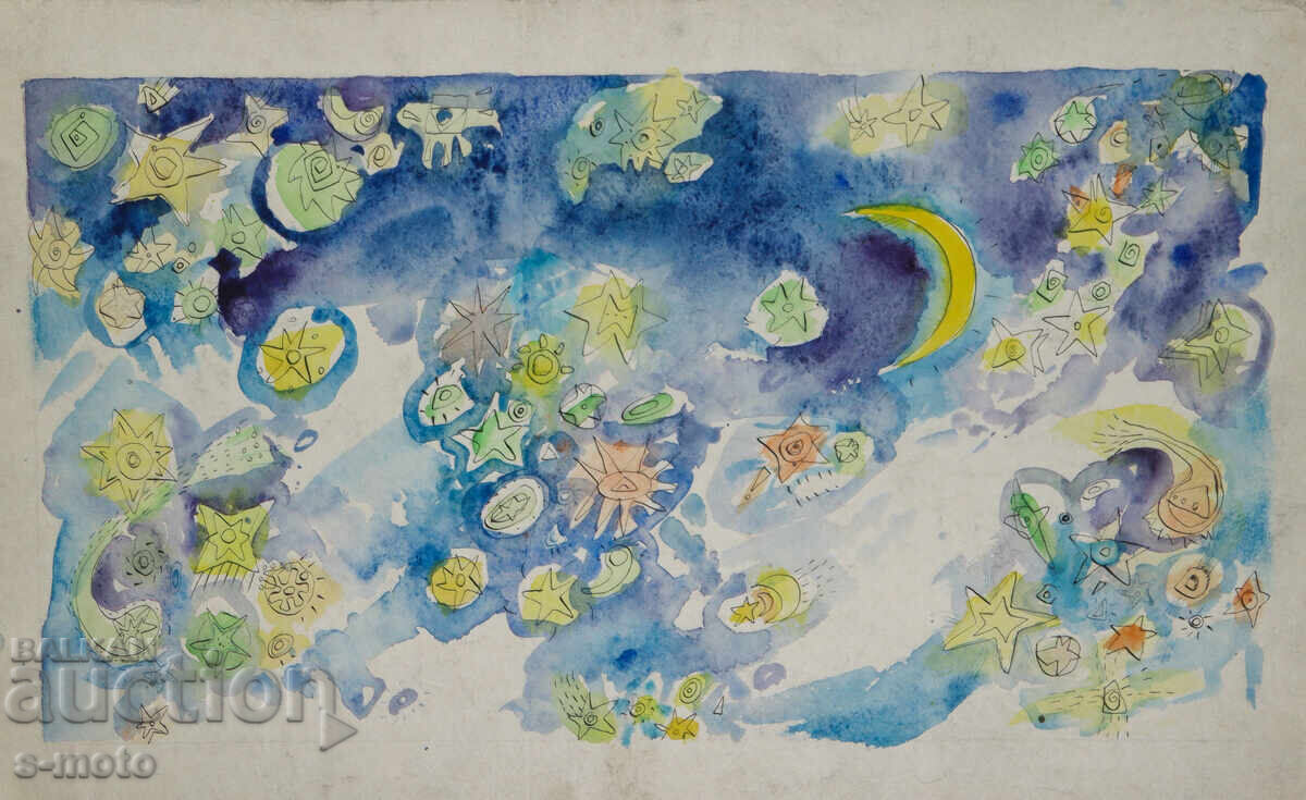 Картина акварел илюстрация детска книга приказки Картина акварел илюстрация детска книга приказки