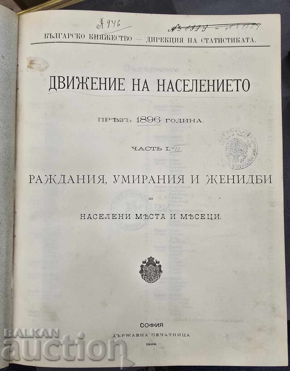 Carte veche Mișcarea Populației în 1896 partea 1 Carte veche Mișcarea Populației în 1896 partea 1