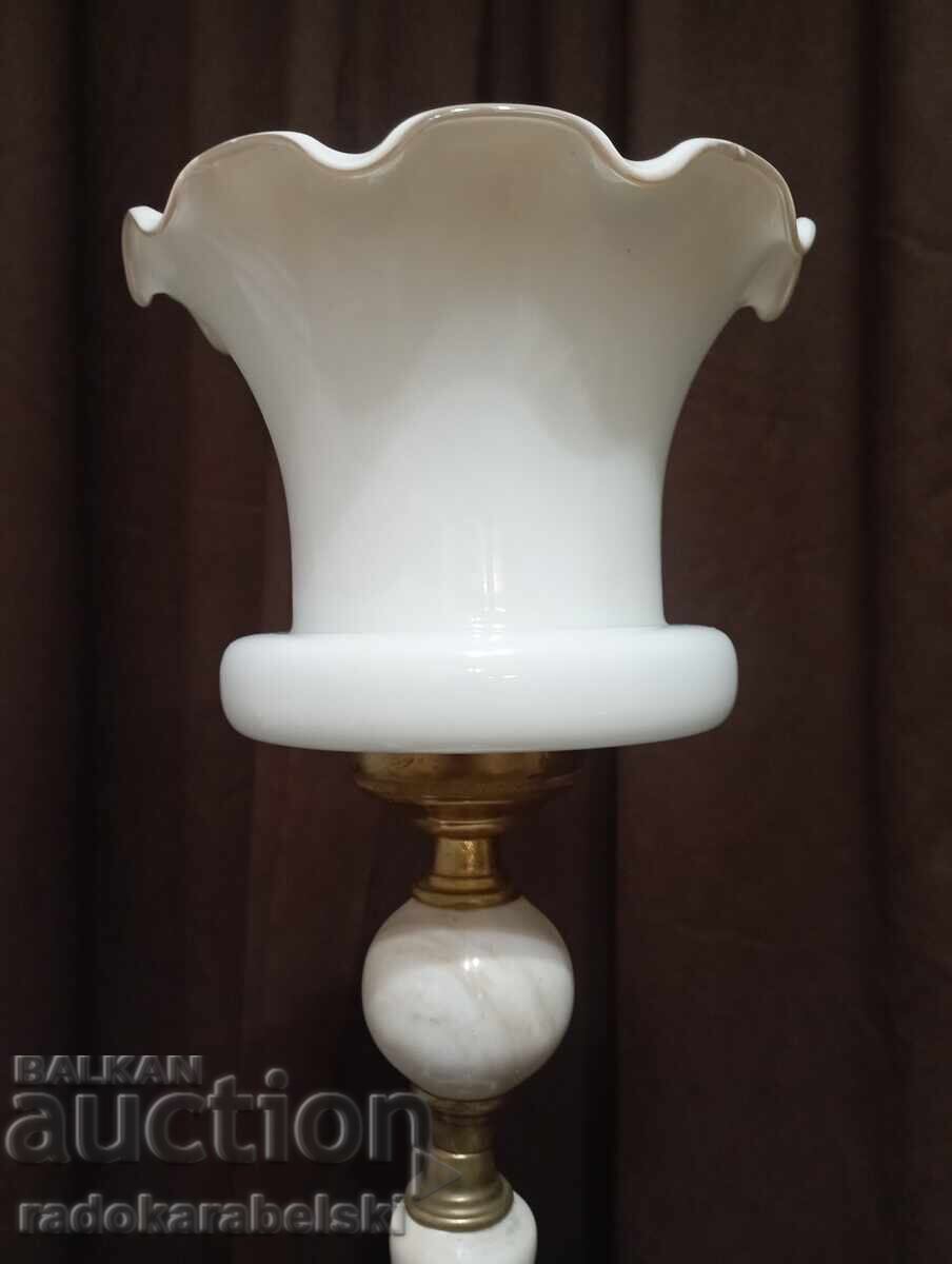 Set două lămpi de marmură cu abajur de sticlă albă - 5 Set două lămpi de marmură cu abajur de sticlă albă - 5