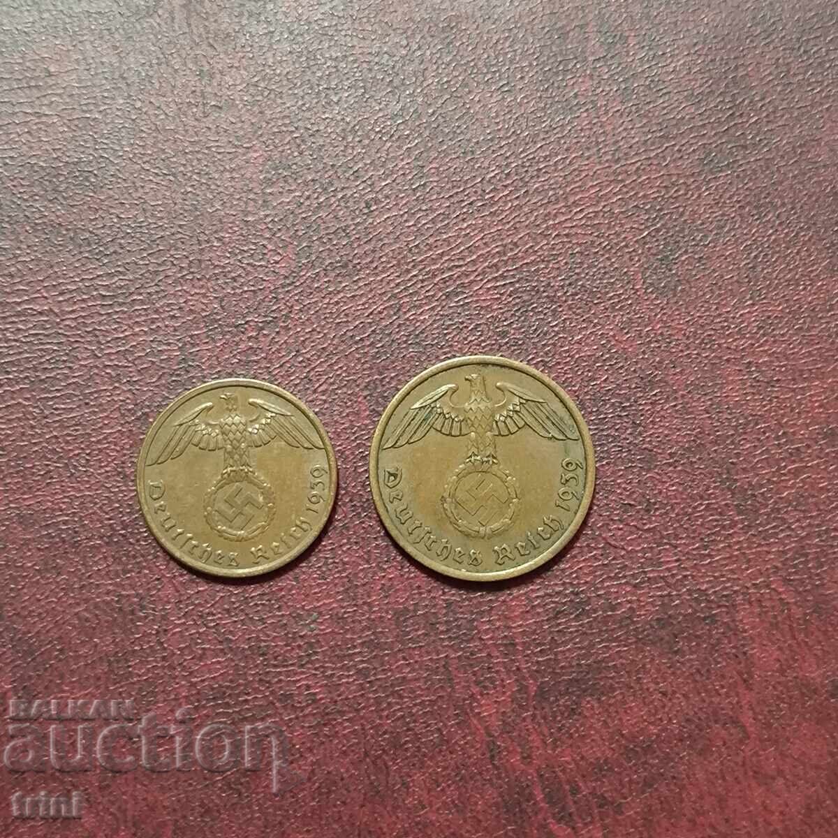 Γερμανία Ράιχ 1 και 2 πφενίγκ 1939 MD 'A' - Βερολίνο με τιμή 7.00 BGN | € 3.58 Γερμανία Ράιχ 1 και 2 πφενίγκ 1939 MD 'A' - Βερολίνο με τιμή 7.00 BGN | € 3.58