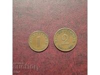 Германия Райх 1 и 2 пфенига 1939 МД 'A' - Берлин