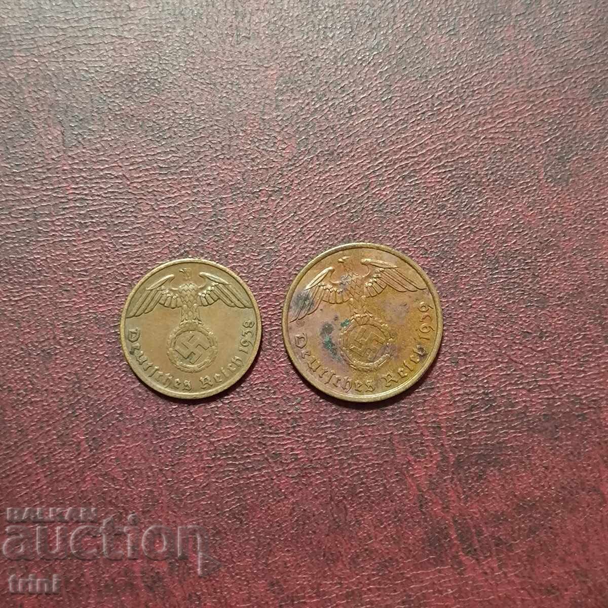 Γερμανία Ράιχ 1 και 2 πφενίγκ 1939 MD 'A' - Βερολίνο με τιμή 6.00 BGN | € 3.07 Γερμανία Ράιχ 1 και 2 πφενίγκ 1939 MD 'A' - Βερολίνο με τιμή 6.00 BGN | € 3.07