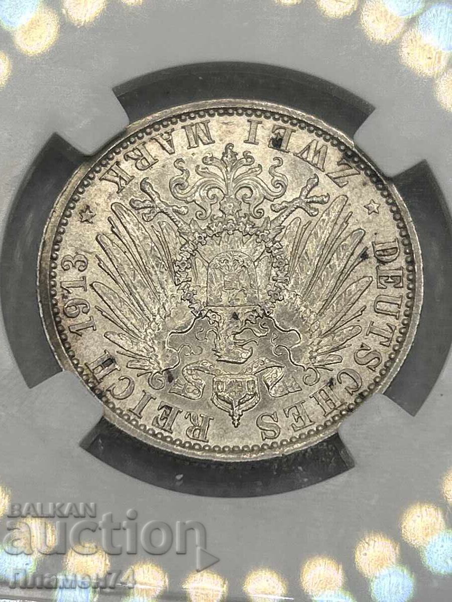 2 марки 1913г AU58 Германска Империя Прусия - 6 2 марки 1913г AU58 Германска Империя Прусия - 6