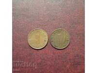 Германия Райх 1 пфениг 1938 и 1939 МД 'A' - Берлин