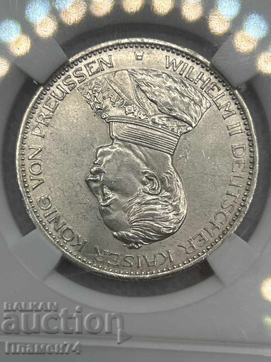 Аукцион 3 марки 1914г MS62 Германска Империя Прусия Аукцион 3 марки 1914г MS62 Германска Империя Прусия