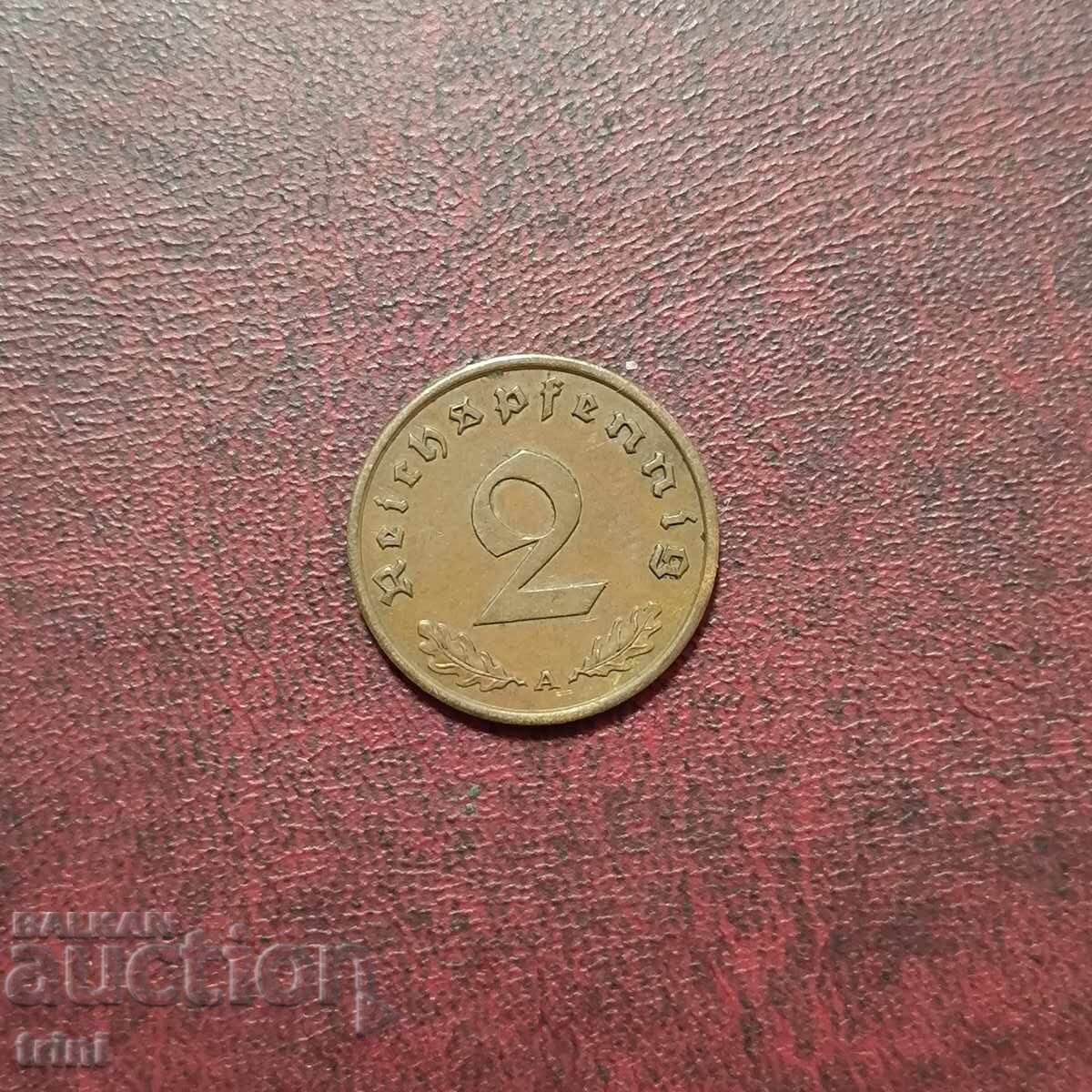 Germania Reich 2 Pfennig 1939 MD 'A' - Berlin Germania Reich 2 Pfennig 1939 MD 'A' - Berlin