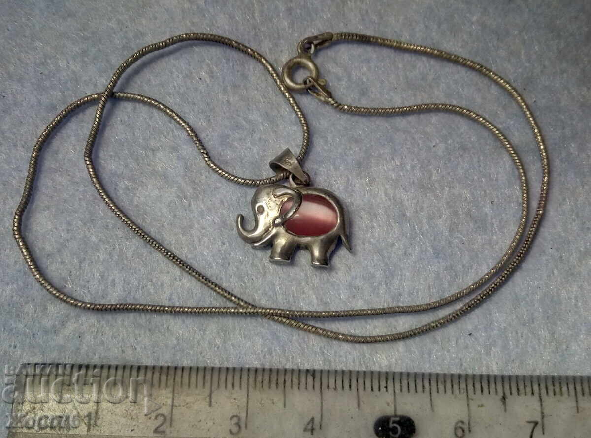 КОЛИЕ със СРЕБЪРНО СЛОНЧЕ с РОЗОВО КОТЕШКО ОКО - СРЕБРО 925 КОЛИЕ със СРЕБЪРНО СЛОНЧЕ с РОЗОВО КОТЕШКО ОКО - СРЕБРО 925