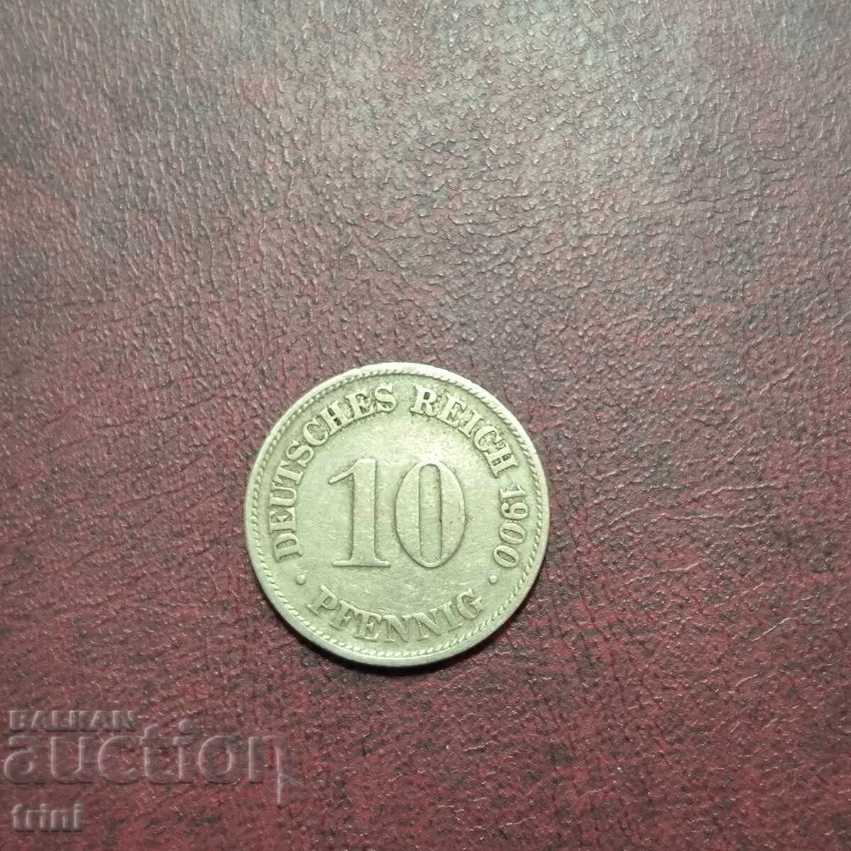 Германия империя 10 пфенига 1900 г. МД 'D' - Мюнхен Германия империя 10 пфенига 1900 г. МД 'D' - Мюнхен