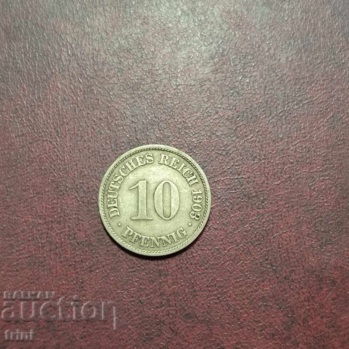 Германия империя 10 пфенига 1903 г. МД 'A' - Берлин Германия империя 10 пфенига 1903 г. МД 'A' - Берлин