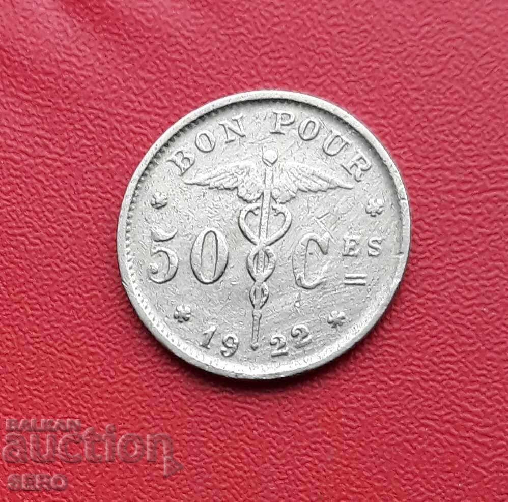 Belgia-50 de cenți 1922 Belgia-50 de cenți 1922