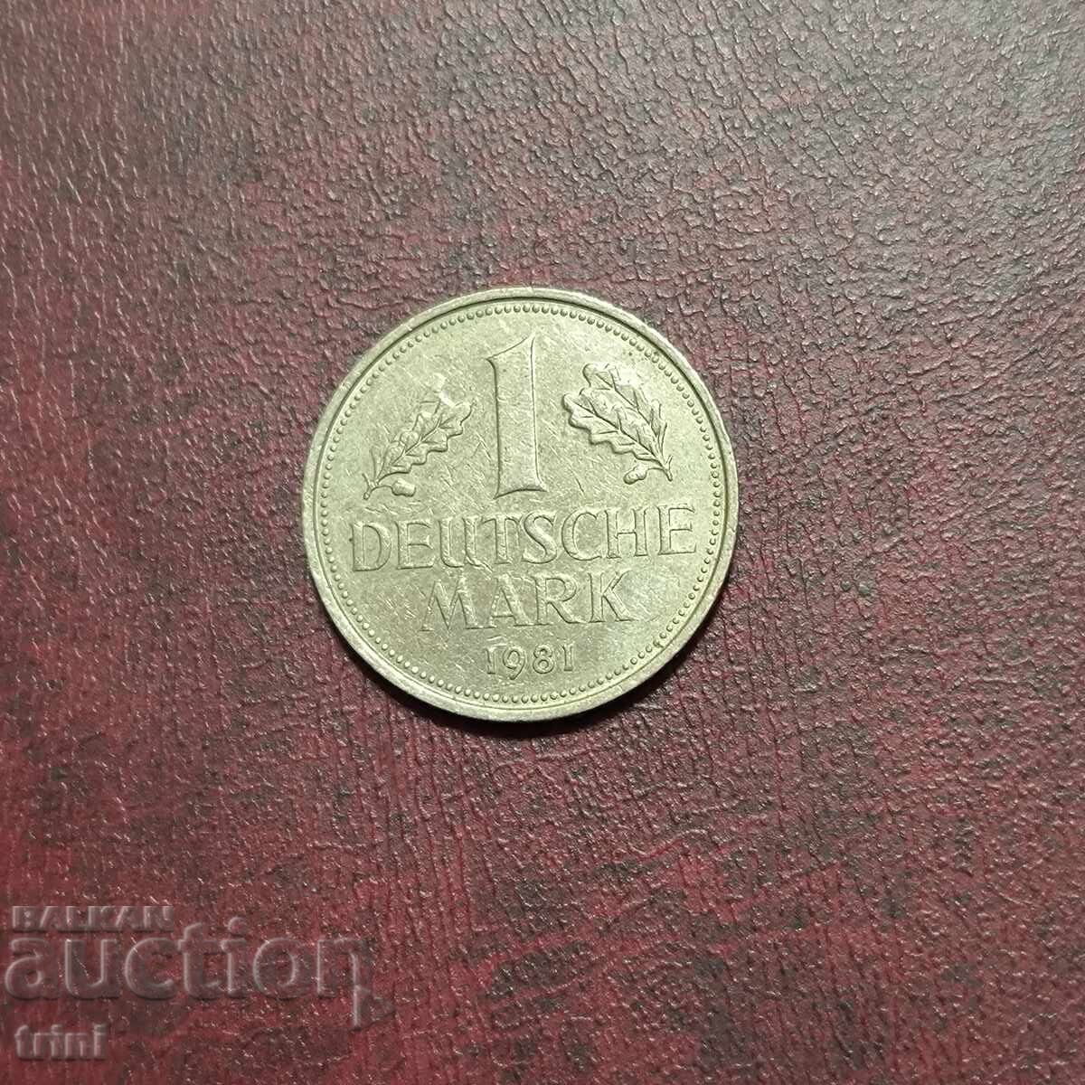 Германия 1 марка 1981 г. МД 'G' - Карлсруе Германия 1 марка 1981 г. МД 'G' - Карлсруе