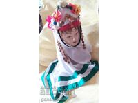 Етно лазарски косичник забрадка с цветя и пендари