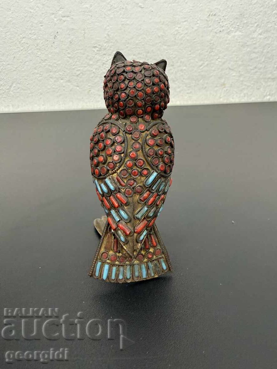 Доставка на Винтидж месингов бухал / птица с корали. №7724 Доставка на Винтидж месингов бухал / птица с корали. №7724