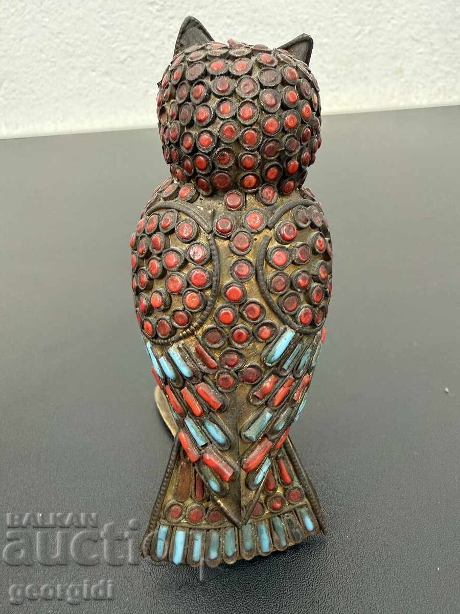 Винтидж месингов бухал / птица с корали. №7724 - 5 Винтидж месингов бухал / птица с корали. №7724 - 5