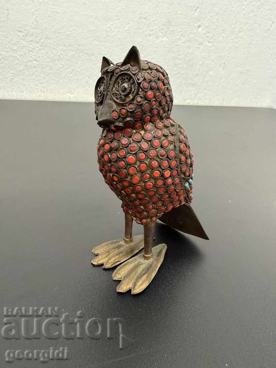 Винтидж месингов бухал / птица с корали. №7724 - 6 Винтидж месингов бухал / птица с корали. №7724 - 6