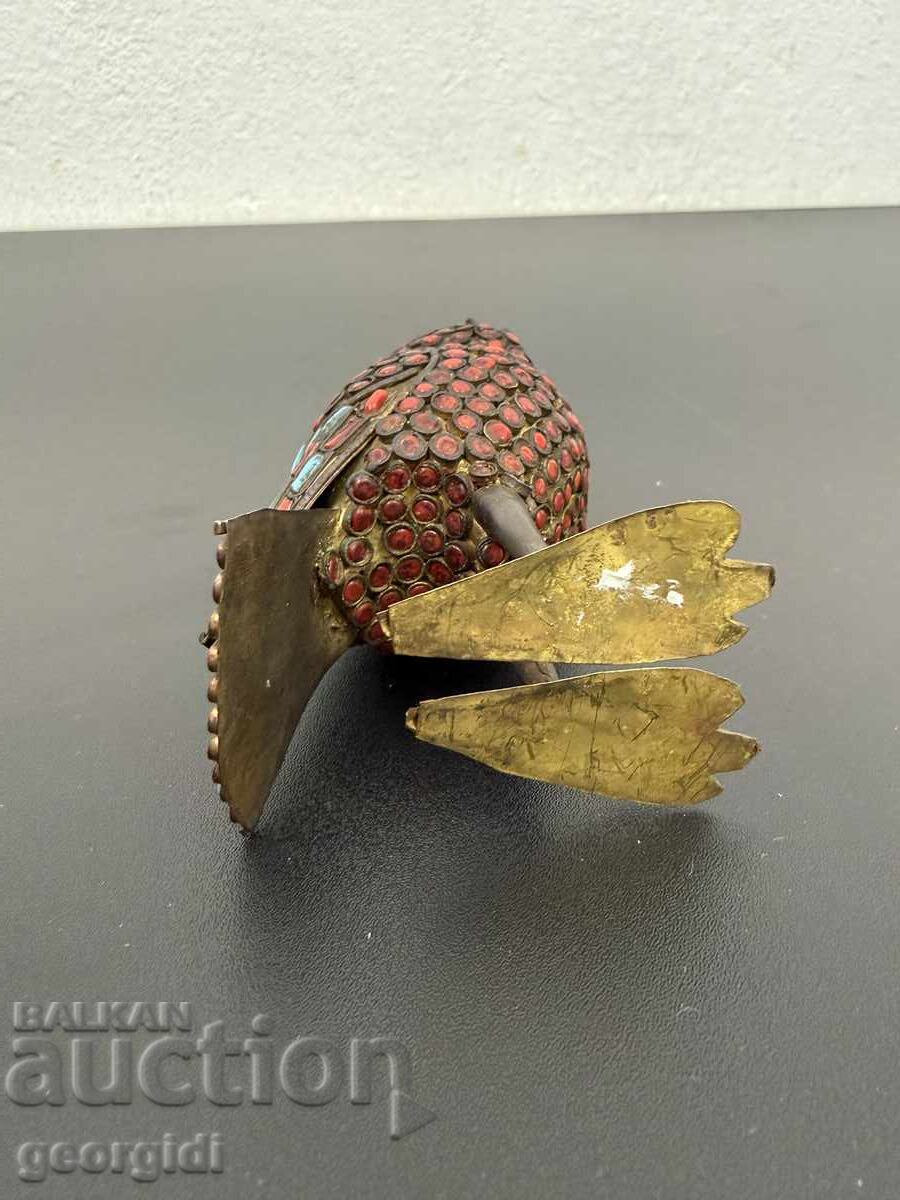 Винтидж месингов бухал / птица с корали. №7724 - 7 Винтидж месингов бухал / птица с корали. №7724 - 7