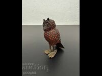 Винтидж месингов бухал / птица с корали. №7724