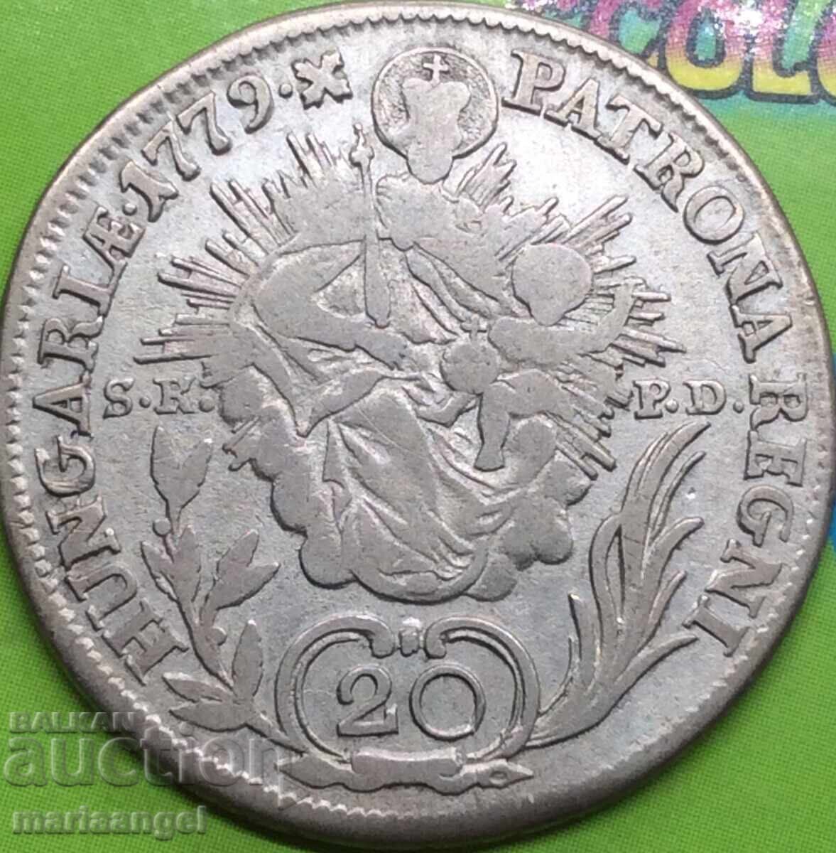 Livrarea Ungaria 20 Kreuzer 1779 Maria Tereza / Patrona Ungariei Livrarea Ungaria 20 Kreuzer 1779 Maria Tereza / Patrona Ungariei