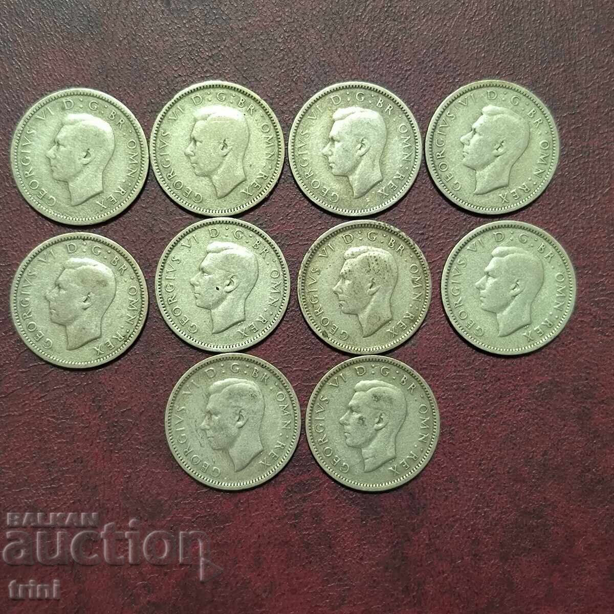 Marea Britanie serie completă 6 pence 1937 - 1946 George VI cu preț 100.00 BGN | € 51.13 Marea Britanie serie completă 6 pence 1937 - 1946 George VI cu preț 100.00 BGN | € 51.13