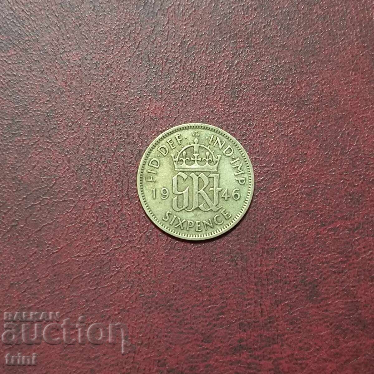 Marea Britanie 6 pence 1946 George VI Marea Britanie 6 pence 1946 George VI