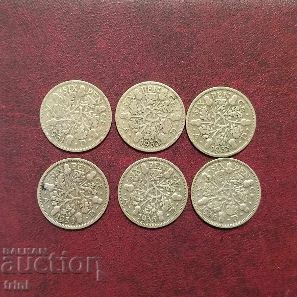 Marea Britanie seria 6 pence 1931 - 1936 George V Marea Britanie seria 6 pence 1931 - 1936 George V