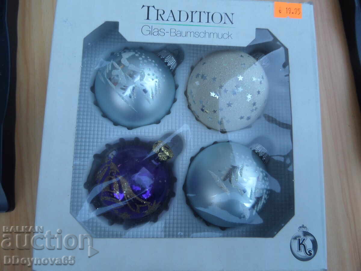 4 бр. стъклени топки за Коледна елха - 6