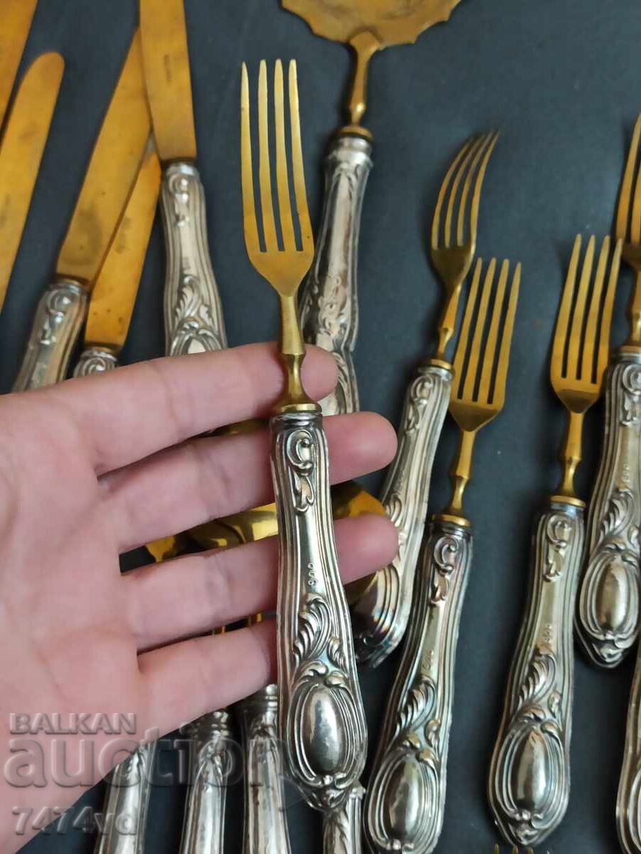 Licitație TACÂMURI VECHI DE ARGINT SOLINGEN, PROBĂ 800 ȘI AURITE