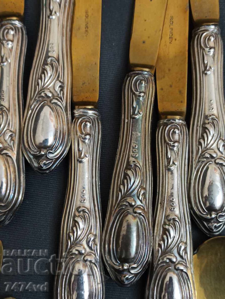 TACÂMURI VECHI DE ARGINT SOLINGEN, PROBĂ 800 ȘI AURITE - 6