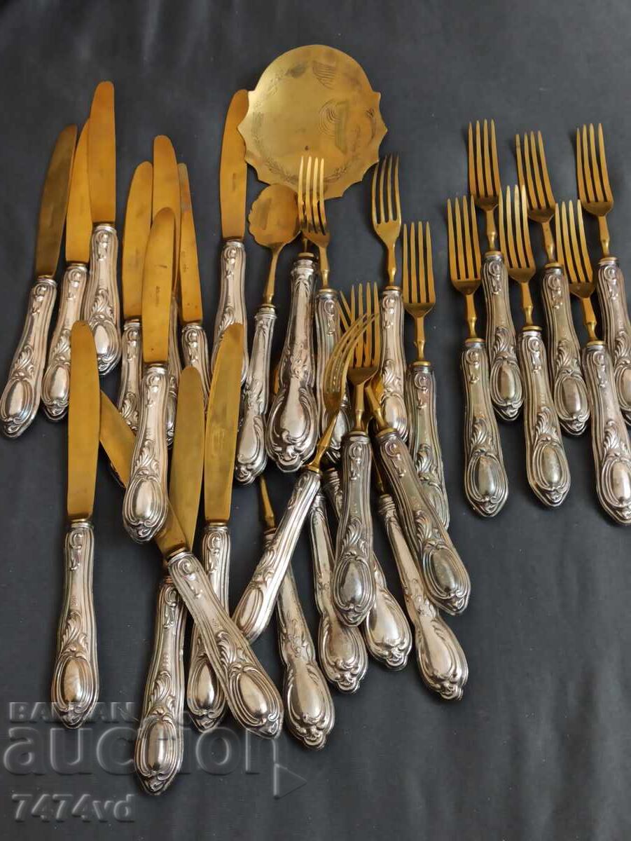 TACÂMURI VECHI DE ARGINT SOLINGEN, PROBĂ 800 ȘI AURITE - 7