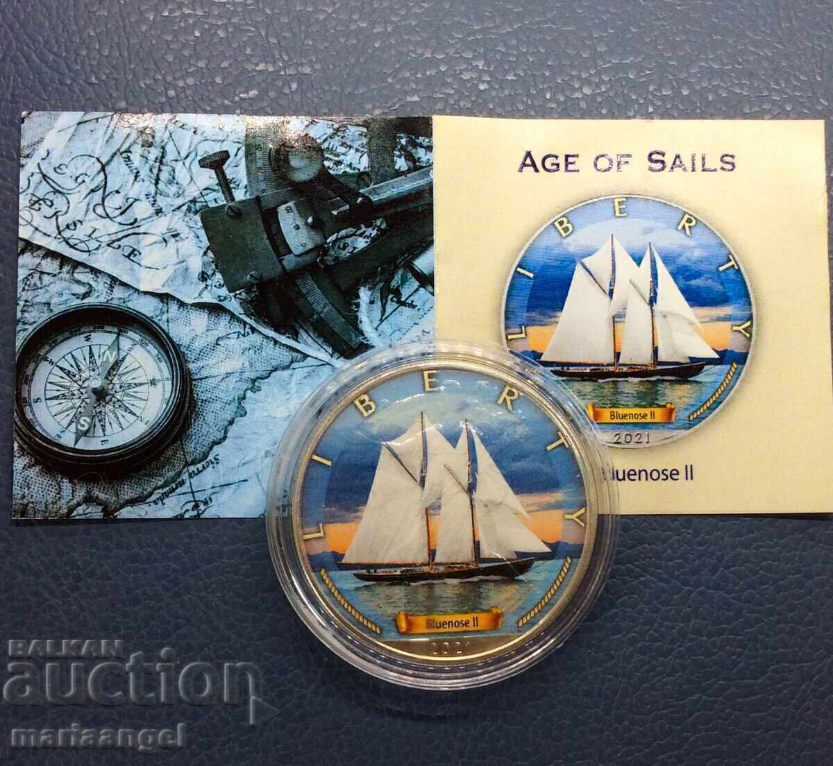 САЩ 1 долар 2021 1 Oz "Bluenose" серия Silver Eagle - 5 САЩ 1 долар 2021 1 Oz "Bluenose" серия Silver Eagle - 5