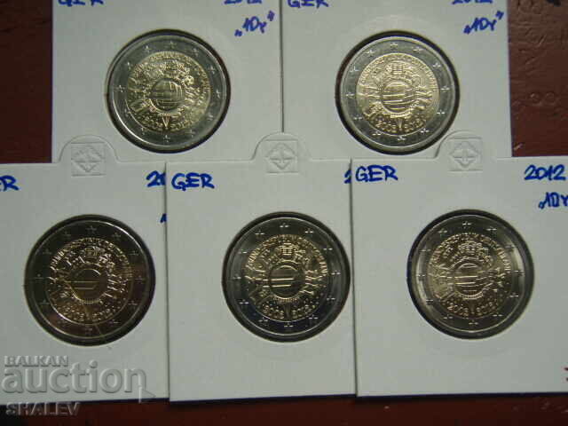 2 Euro 2012 Germania "10 ani" A,D,F,G,J /Germaniya/ - 2 euro