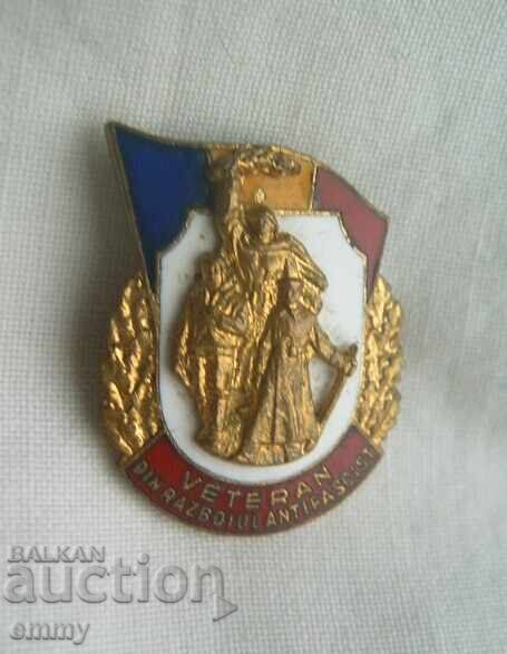 Σήμα Ρουμανίας - Βετεράνος του αντιφασιστικού πολέμου. Σμάλτο με τιμή € 2.00 | 3.91 BGN Σήμα Ρουμανίας - Βετεράνος του αντιφασιστικού πολέμου. Σμάλτο με τιμή € 2.00 | 3.91 BGN