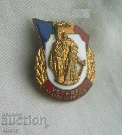 Σήμα Ρουμανίας - Βετεράνος του αντιφασιστικού πολέμου. Σμάλτο Σήμα Ρουμανίας - Βετεράνος του αντιφασιστικού πολέμου. Σμάλτο