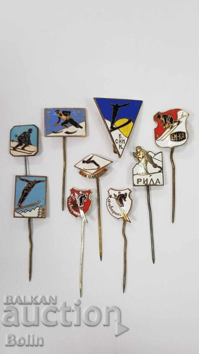 9 τεμ. Βουλγαρικά βασιλικά σήματα, κονκάρδες, παράσημο - θέμα Σκι! 9 τεμ. Βουλγαρικά βασιλικά σήματα, κονκάρδες, παράσημο - θέμα Σκι!