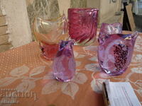 Стар масивен комплект  цветно  стъкло