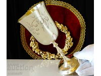 Cupa de bronz, pahar de vin cu viță de vie și struguri copți, 200 ml