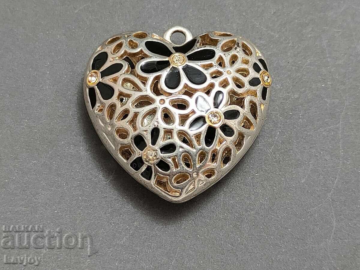Silver-plated large openwork heart