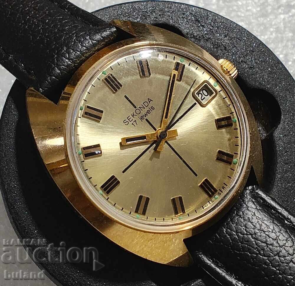 Ceas Sovietic Placat cu Aur Sekonda Sekonda Poljot SSSR Ceas Sovietic Placat cu Aur Sekonda Sekonda Poljot SSSR