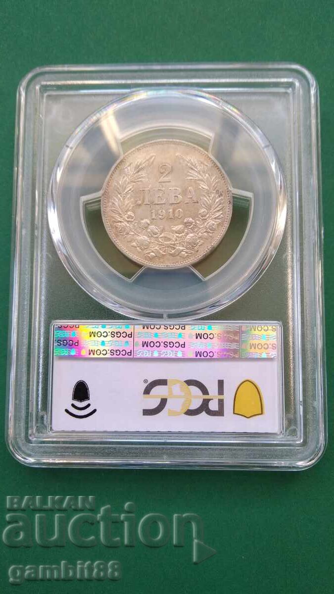 2lv. 1910g. Regatul Bulgariei - Grad AU53 PCGS cu preț 175.00 BGN | € 89.48 2lv. 1910g. Regatul Bulgariei - Grad AU53 PCGS cu preț 175.00 BGN | € 89.48