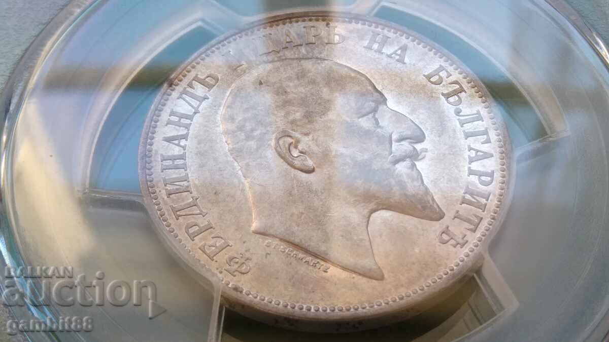 2lv. 1910g. Regatul Bulgariei - Grad AU53 PCGS - 12 2lv. 1910g. Regatul Bulgariei - Grad AU53 PCGS - 12