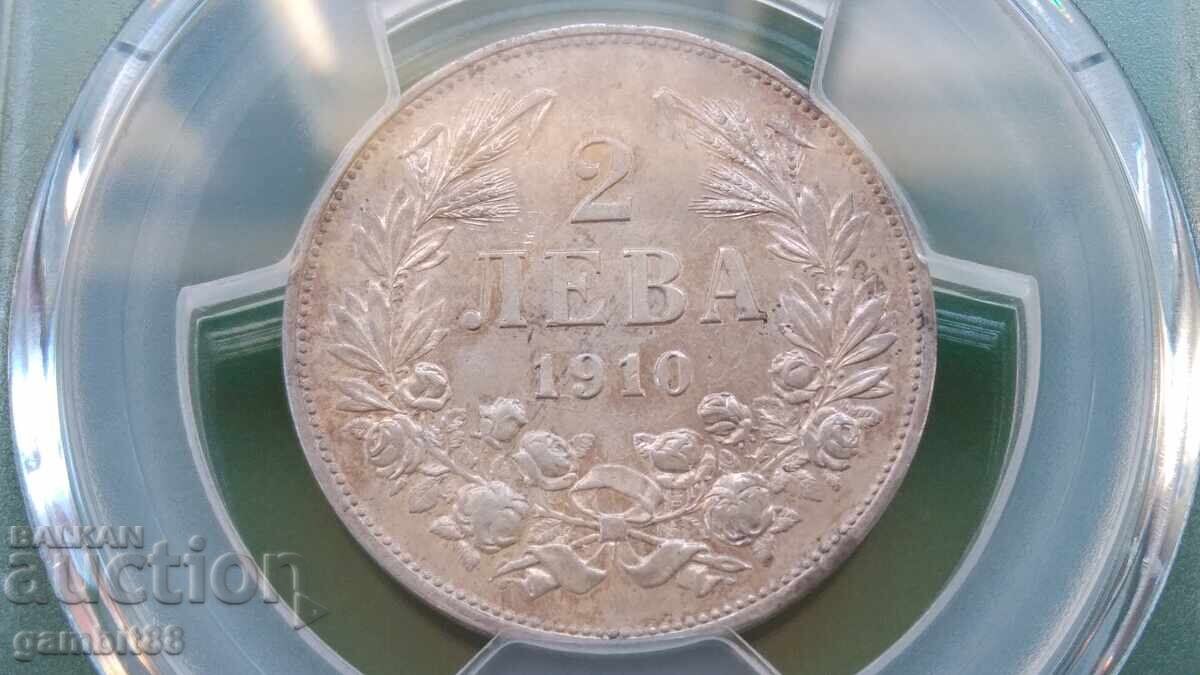 2lv. 1910g. Regatul Bulgariei - Grad AU53 PCGS - 7 2lv. 1910g. Regatul Bulgariei - Grad AU53 PCGS - 7