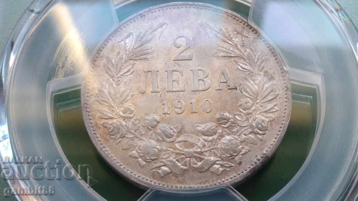 2lv. 1910g. Regatul Bulgariei - Grad AU53 PCGS - 9 2lv. 1910g. Regatul Bulgariei - Grad AU53 PCGS - 9