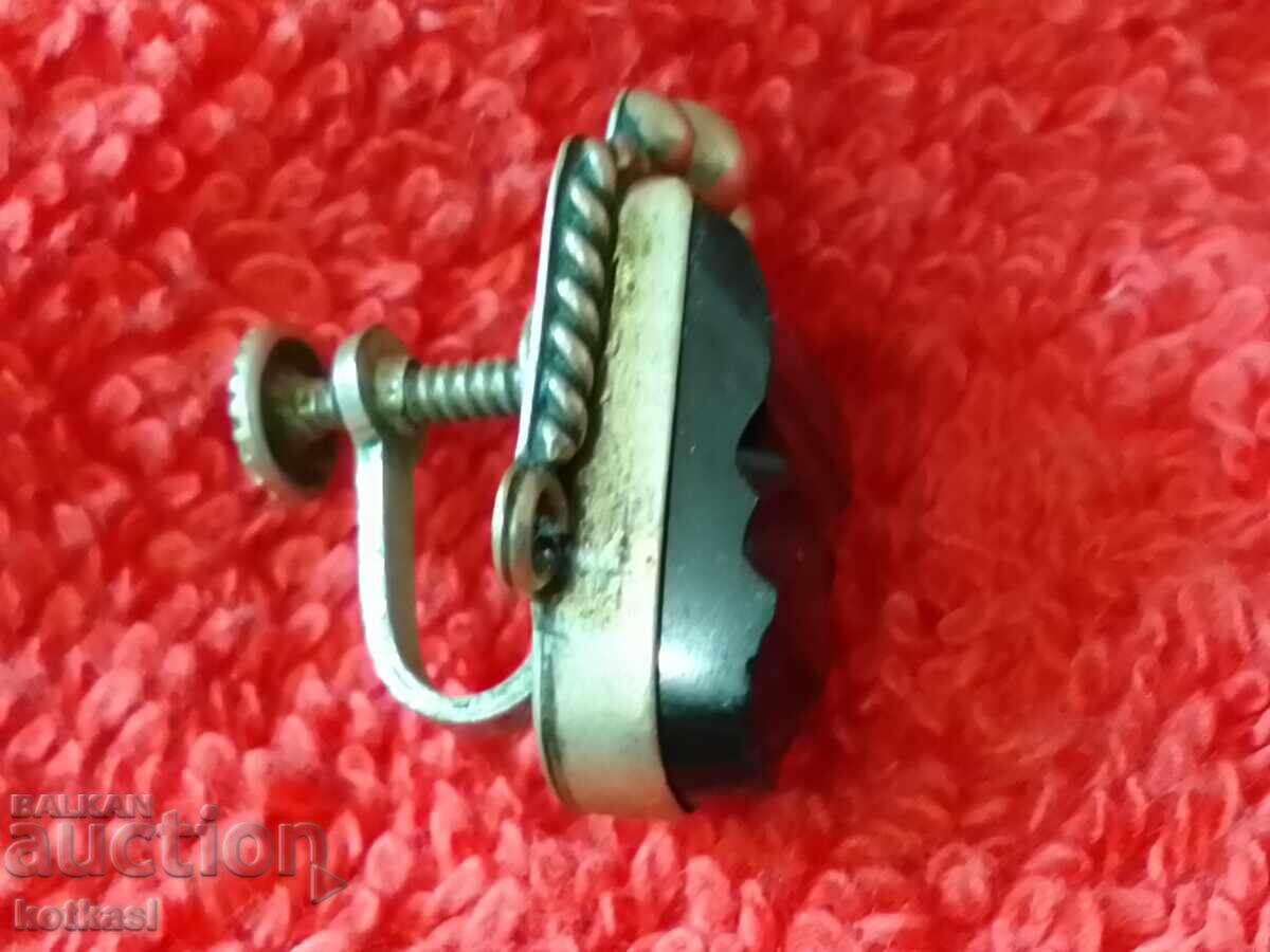 Стара единична сребърна обица с полускъпоценен камък - 6 Стара единична сребърна обица с полускъпоценен камък - 6