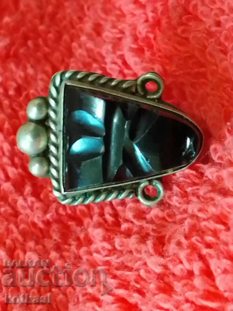 Стара единична сребърна обица с полускъпоценен камък - 7 Стара единична сребърна обица с полускъпоценен камък - 7