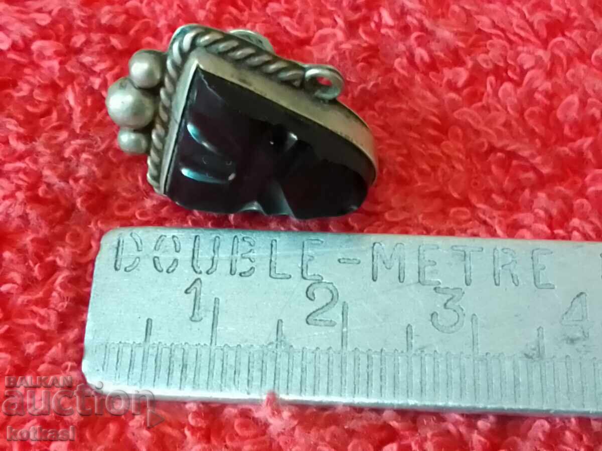 Стара единична сребърна обица с полускъпоценен камък Стара единична сребърна обица с полускъпоценен камък