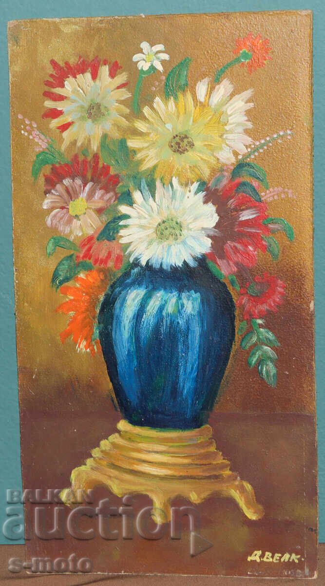 Auction  Oil painting still life with flowers