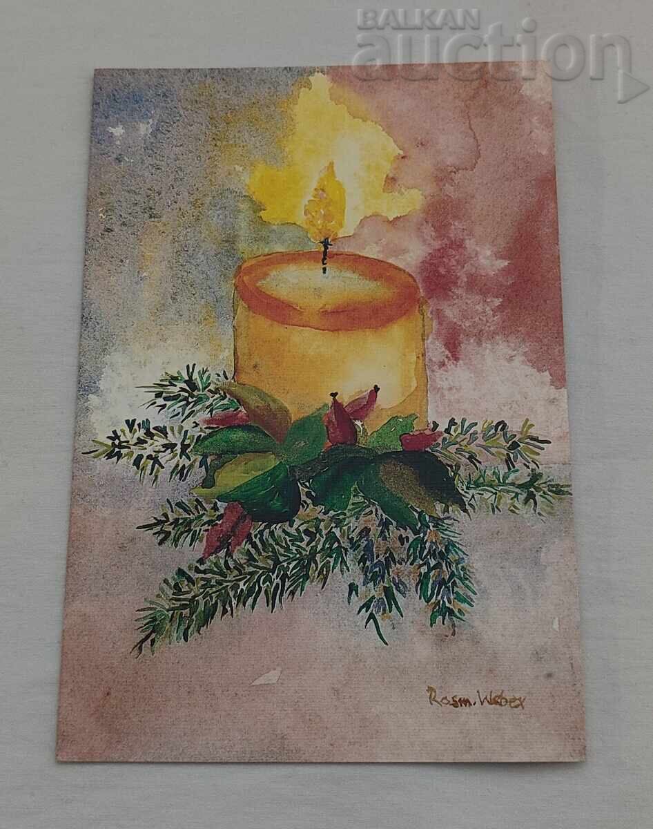 MOTIV DE CRĂCIUN FELICITARE PICTATĂ CU GURĂ