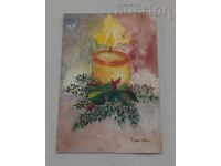 КОЛЕДЕН МОТИВ КАРТИЧКА РИСУВАНА С УСТА