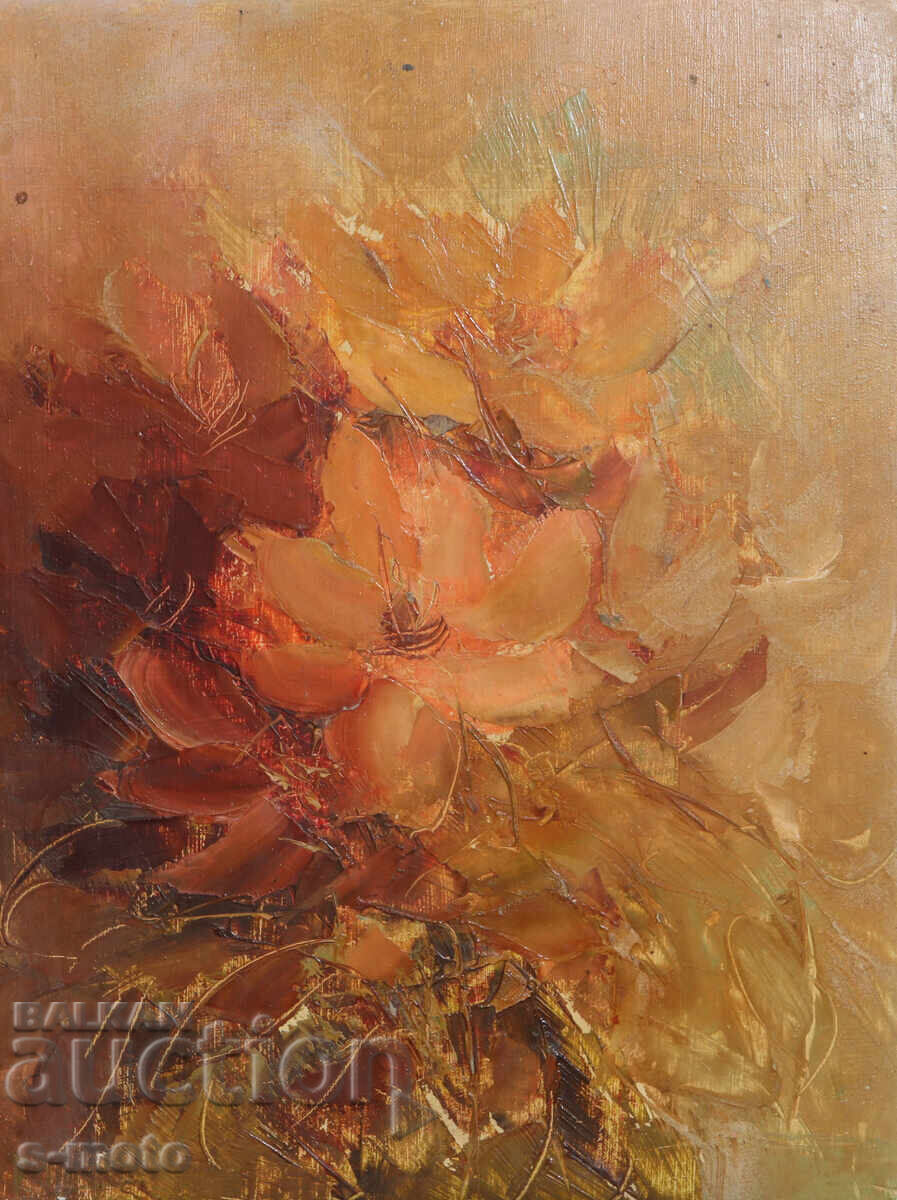 Έργο ζωγραφικής με λάδι νεκρή φύση με λουλούδια Έργο ζωγραφικής με λάδι νεκρή φύση με λουλούδια