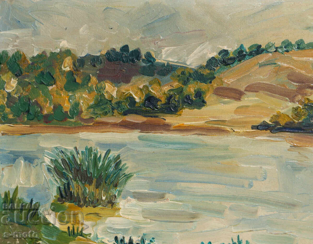 Доставка на Картина маслени бои речен пейзаж Доставка на Картина маслени бои речен пейзаж